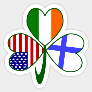 Finland Ireland USA Shamrock Flags Sticker